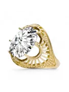 Винтидж крафт Пръстен Циркон 14K жълто злато vrc003y